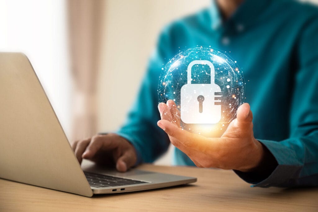 cybersecurity and privacy concepts to protect data. lock icon and internet network security technolog